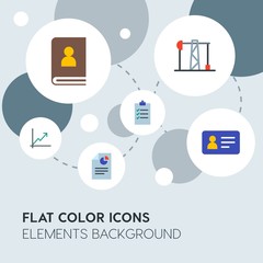 business, industry, charts flat vector icons and elements background with circle bubbles networks.Multipurpose use on websites, presentations, brochures and more