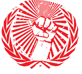 Illustrate of fist in propaganda style