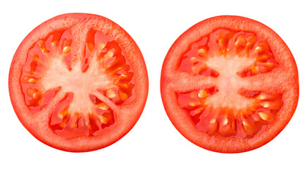 tomato slice, isolated on white background, clipping path, full depth of field