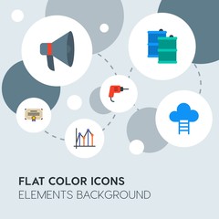 business, industry, charts flat vector icons and elements background with circle bubbles networks.Multipurpose use on websites, presentations, brochures and more