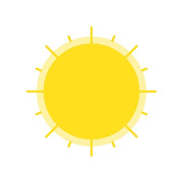 Shining sun icon, flat design vector