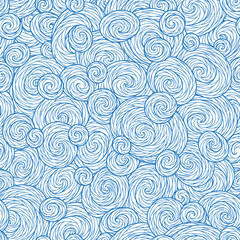 Seamless abstract hand-drawn waves pattern, wavy background.