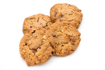 Chocolate chip cookie isolated on white background.