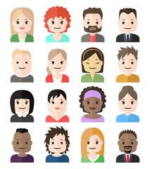 People face, avatar icon. Male and female. illustration in flat style