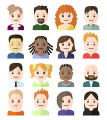 People face, avatar icon. Male and female. illustration in flat style