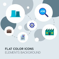 business, industry, charts flat vector icons and elements background with circle bubbles networks.Multipurpose use on websites, presentations, brochures and more