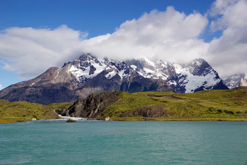 Obraz premium Lake Pehoe in Torres del Paine National Park, Magallanes Region, southern Chile