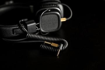 Black wired on ear headphones