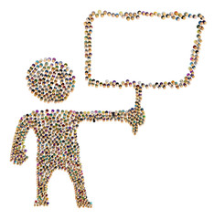 Cartoon Crowd Figure, Holding Sign