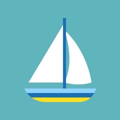 Sail ship icon, flat design vector