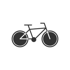 Black isolated icon of bicycle on white background. Silhouette of bike.