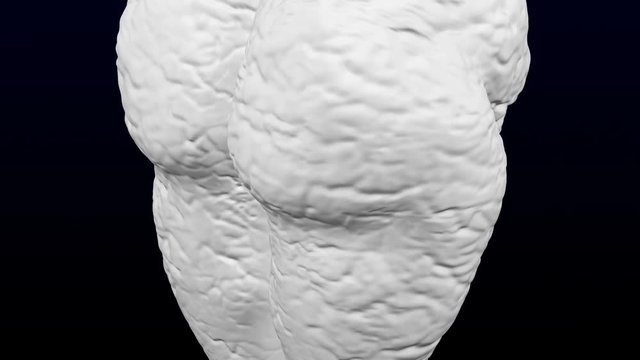 3d woman's ass gain weight and lose weight. Loopable. Luma matte. 3D rendering.