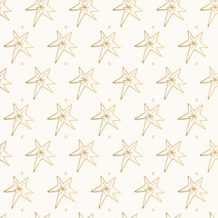 Funny vector stars. Golden hand drawn pattern.