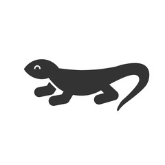 Black isolated icon of lizard on white background. Silhouette of lizard.