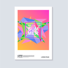 Abstract hello summer cover design with facets or geometric shape