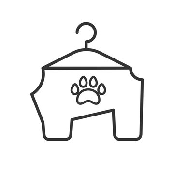 Black isolated outline icon of animals clothes on white background. Line Icon of clothes for dog.