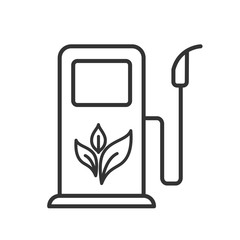 Black isolated outline icon of bio fuel pump on white background. Line Icon of bio fuel station.