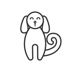 Black isolated outline icon of dog on white background. Line Icon of dog, front view.
