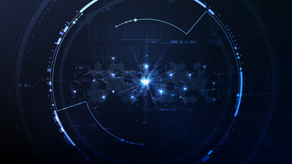 Abstract technology hexagonal cyberspace interface platform background vector