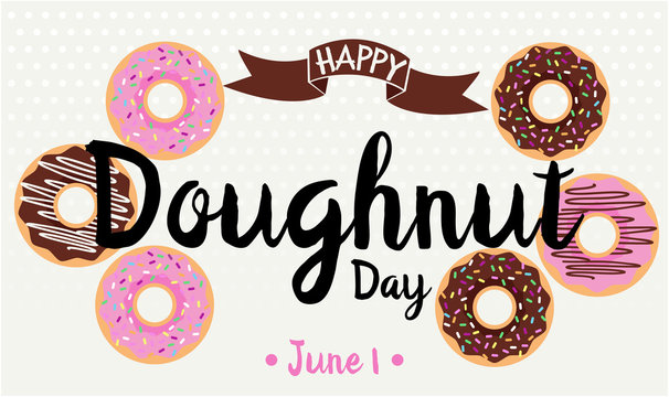 Happy Doughnut Day card or background. vector illustration.