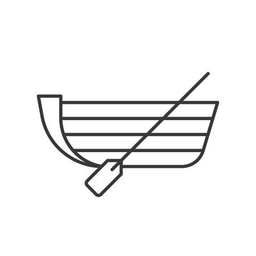 recommend clip art: Boat with paddle outline icon on white background