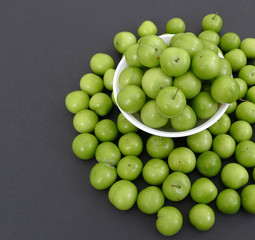 first season of the season, green sour plums,

