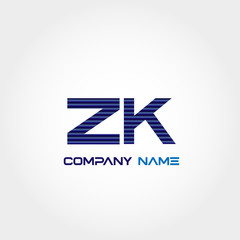 Initial Letter ZK Logo Template Design Vector