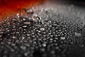 liquid droplets on a transparent surface