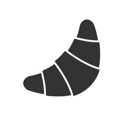 Black isolated silhouette of french croissant on white background. Icon of croissant.