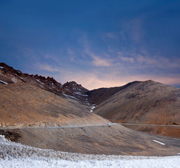 Himalaya mountain pass at Leh - Manali road in Ladakh, Jammu and Kashmir, North India