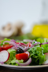 Fresh mixed vegetables salad. Selective focus