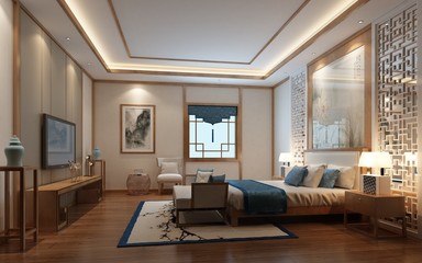 3d render of luxury hotel room