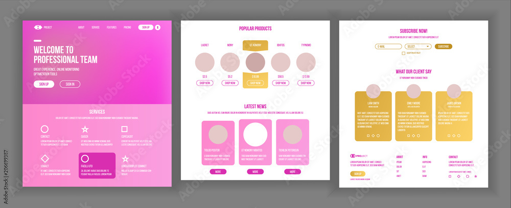 Wall mural website page vector. business agency. web page. landing design template. network connection. digital
