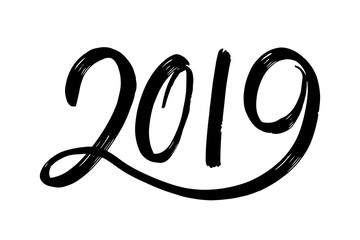 Hand drawn fugures 2019, symbol of new year. New year number 2019