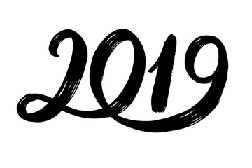 Hand drawn fugures 2019, symbol of new year. New year number 2019