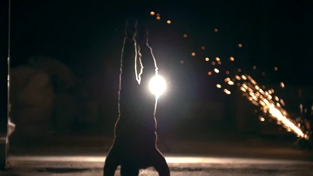 Combat cheat tricks, two flips on hands back and jump, night city sparks