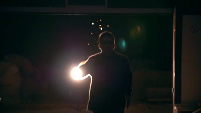 Performing combat cheat attacks on a city street, night light bulbs