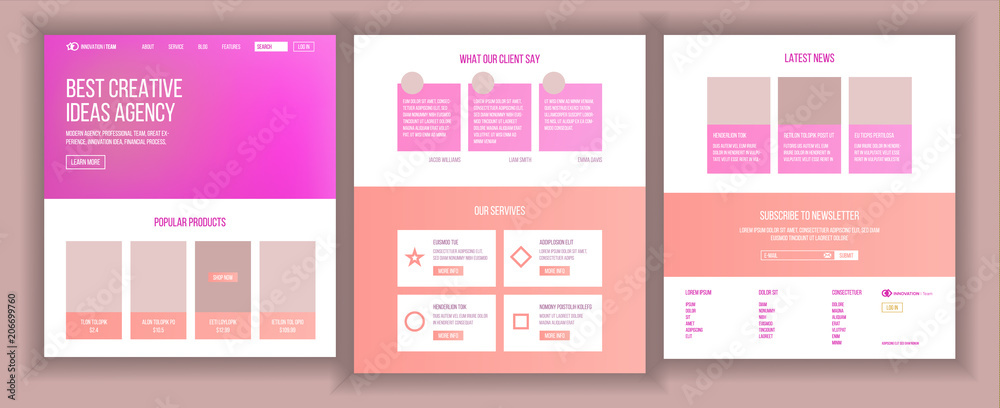 Wall mural main web page design vector. website business style. landing template. abstract project cover. idea 