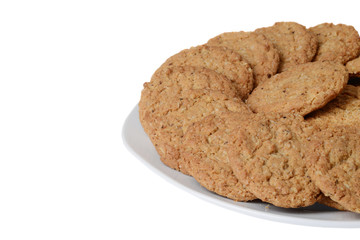 closeup plate of oatmeal cookies