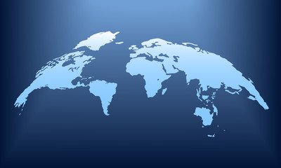 Fototapeta premium World map isolated on blue abstract background. 3D globe template. Vector illustration.