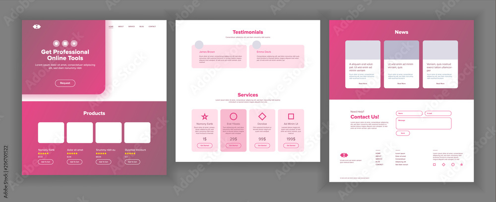 Wall mural website template vector. page business project. landing web page. technical online support. design e