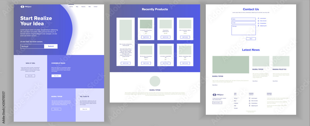 Wall mural website page vector. business agency. web page. design front end site scheme. landing template. prot