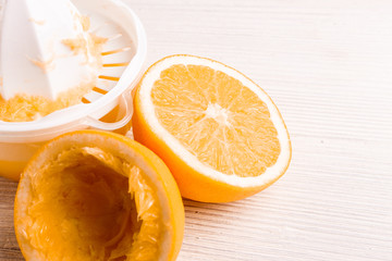 oranges and juice on a white background