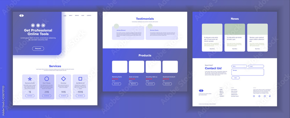 Wall mural website page vector. business website. web page. landing design template. achieve the goal. donation