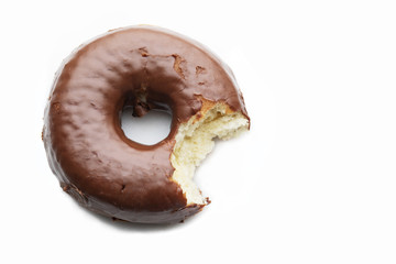 chocolate doughnut on white background