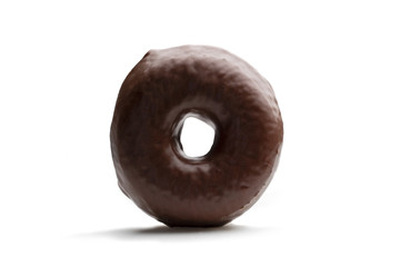 chocolate doughnut on white background