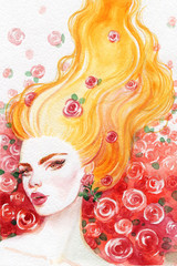 beautiful woman. fashion illustration. watercolor painting
