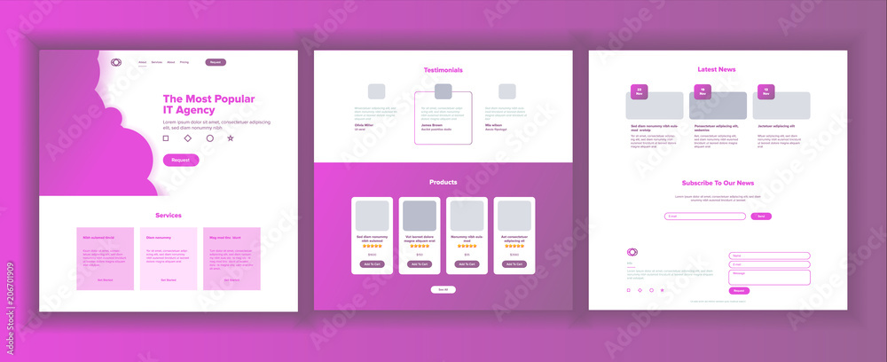 Wall mural main web page design vector. website business concept. landing template. working team. cloud room. c