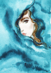 schöne Frau. Modeillustration. Aquarellmalerei © Anna Ismagilova