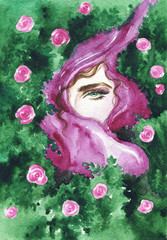 beautiful woman. fashion illustration. watercolor painting